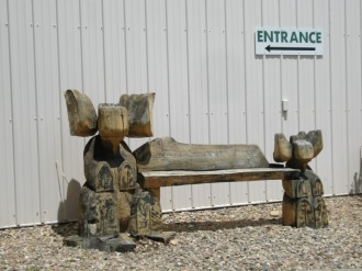 moose bench at welcome center in Dinosaur, CO